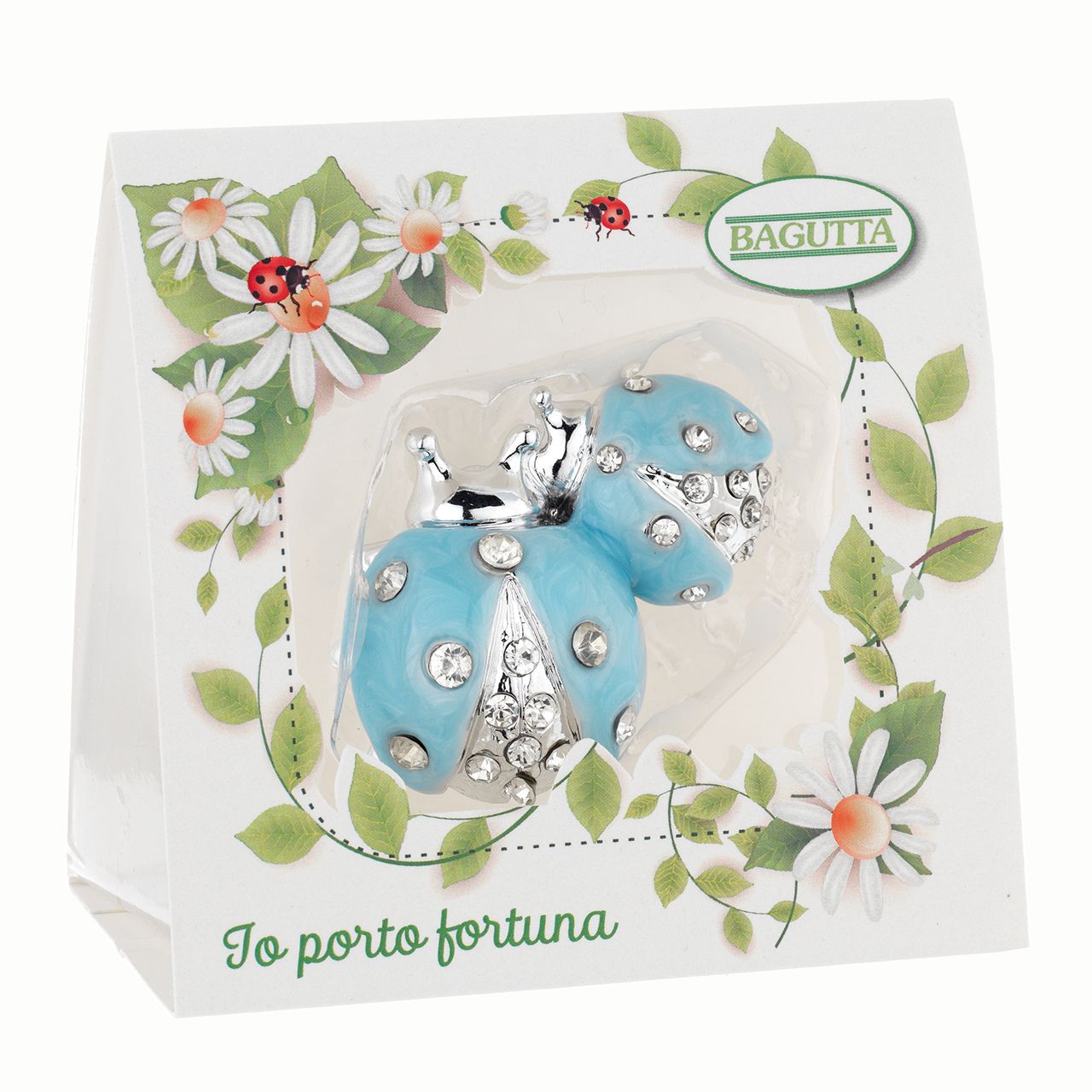 COPPIA COCCINELLE CON CRISTALLI mm 60 - AZZURRA